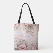 Shabby Chic rosa Blumenmuster Tasche (Rückseite)