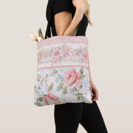 Shabby Chic rosa Blumenmuster Tasche