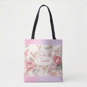 Shabby Chic rosa Blumenmuster Tasche (Vorderseite)