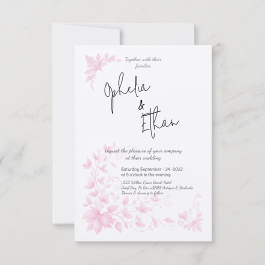 Shabby Chic Rosa Blumenzwiebelfest Einladung (Vorderseite)