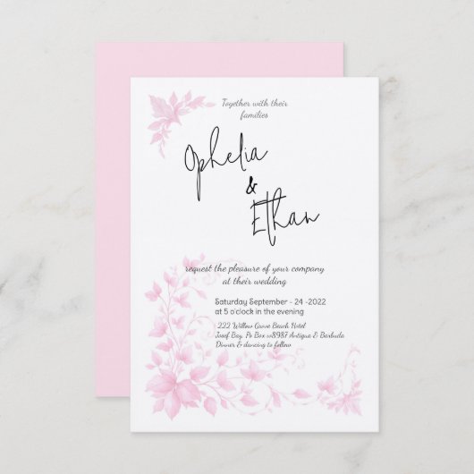 Shabby Chic Rosa Blumenzwiebelfest Einladung (Vorne/Hinten)