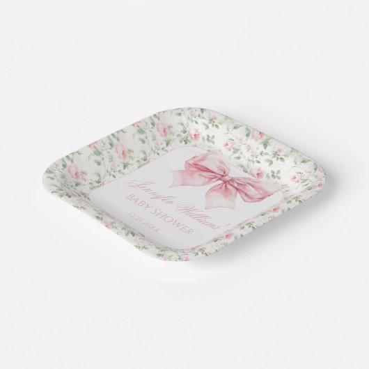 Shabby Chic Rosa Bogen Blumenbrause Pappteller (Gewinkelt)