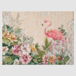 Shabby Chic Rosa Flamingo Blumen Decoupage Seidenpapier