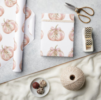 Shabby Chic Rosa Florale Kürbis Coquette Herbst Geschenkpapier
