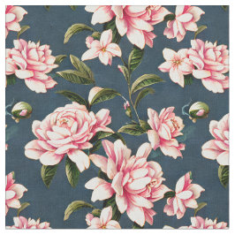 Shabby Chic - Rosa Gardenien auf dunklem Hintergru Stoff