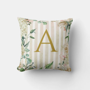 Shabby Chic rosa gestreift florale personalisierte Kissen