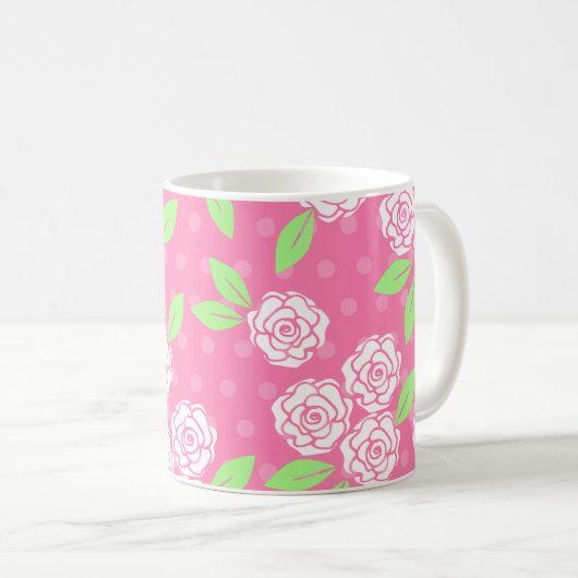 Shabby Chic Rosa Grüne Weibchen Kaffeetasse (VorderseiteRechts)