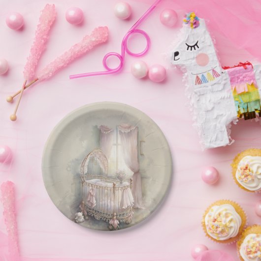 Shabby Chic-Rosa-Kinderkrippe Pappteller (Party)