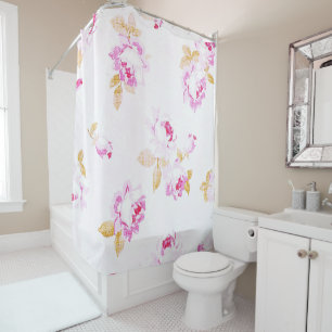Shabby Chic Rosa Leinenschminke Duschvorhang