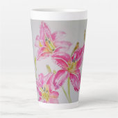 Shabby Chic Rosa Lippenflora Blume Blaue Flasche Milchtasse (Vorderseite)