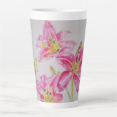 Shabby Chic Rosa Lippenflora Blume Blaue Flasche Milchtasse (Vorderseite)