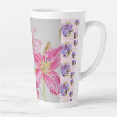 Shabby Chic Rosa Lippenflora Blume Blaue Flasche Milchtasse (Rechts)