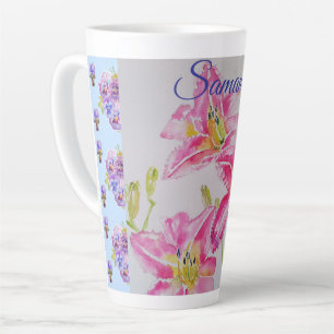 Shabby Chic Rosa Lippenflora Blume Blaue Flasche Milchtasse