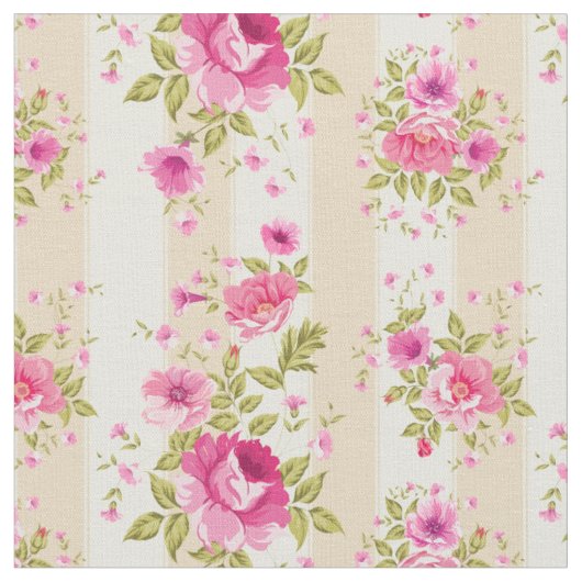 Shabby Chic, Rosa mit Blumen, beige, Vintag, Stoff (Nahaufnahme)
