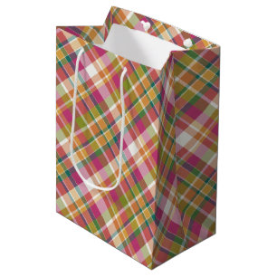 Shabby Chic Rosa Orange Türkis Grün Weiß Gingham Mittlere Geschenktüte