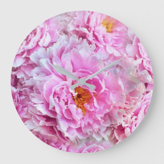 Shabby Chic Rosa Pastellfarben Rosa Erdnüsse Große Wanduhr (Vorderseite)