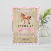 Shabby Chic Rosa Pferd Party laden Einladung (Stehend Vorderseite)