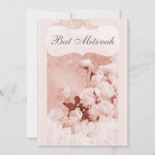 Shabby Chic Rosa Pfingstrosen Blumen Bat Mitzvah Einladung