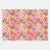 Shabby Chic Rosa pfirsichfarbene Blume Geschenkpapier Set (Vorderseite)
