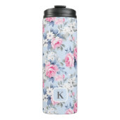 Shabby Chic Rosa Rosa Blume Muster Thermosbecher (Vorderseite)