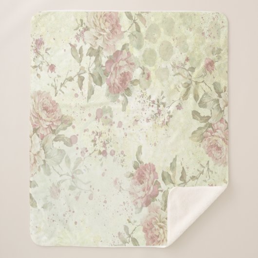 Shabby Chic Rosa Rose Blumenkohl Deckbett Sherpadecke (Vorderseite)