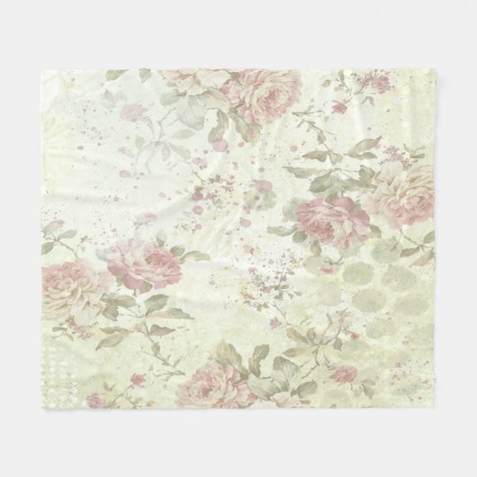 Shabby Chic Rosa Rose Fleecedecke (Vorderseite (Horizontal))