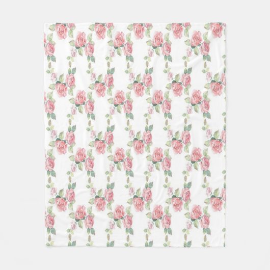 Shabby Chic Rosa Rose Fleecedecke (Vorderseite)