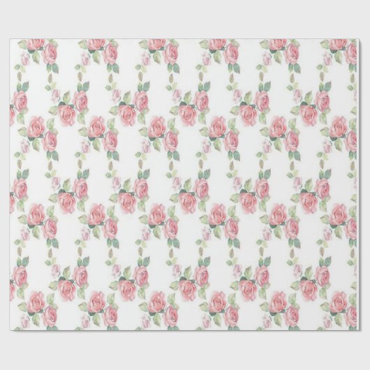 Shabby Chic Rosa Rose Geschenkpapier (Flach)