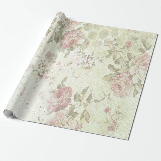 Shabby Chic Rosa Rose Geschenkpapier (Ungerollt)