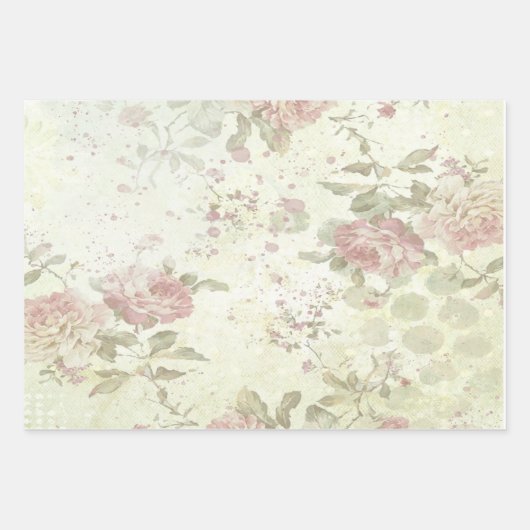 Shabby Chic Rosa Rose Geschenkpapier Set (Vorderseite 2)