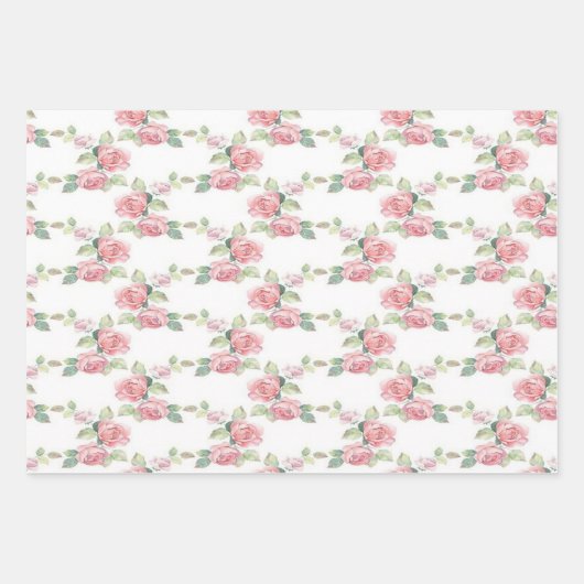 Shabby Chic Rosa Rose Geschenkpapier Set (Vorderseite)