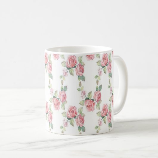Shabby Chic Rosa Rose Kaffeetasse (VorderseiteRechts)