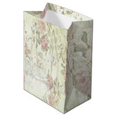 Shabby Chic Rosa Rose Mittlere Geschenktüte (Vorderseite Schrägansicht)