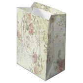 Shabby Chic Rosa Rose Mittlere Geschenktüte (Rückseite Schrägansicht)