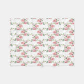 Shabby Chic Rosa Rosen Blumen Fleecedecke (Vorderseite (Horizontal))