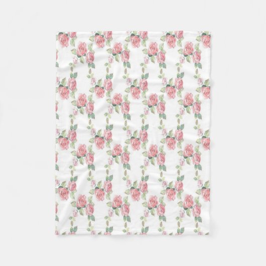 Shabby Chic Rosa Rosen Blumen Fleecedecke (Vorderseite)