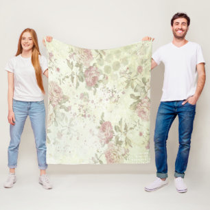 Shabby Chic Rosa Rosen Blumen Fleecedecke