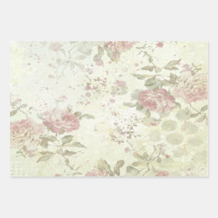Shabby Chic Rosa Rosen Blumen Geschenkpapier Set