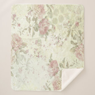 Shabby Chic Rosa Rosen Blumen Sherpa-Decke Sherpadecke