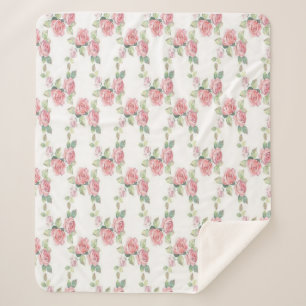 Shabby Chic Rosa Rosen Blumen Sherpadecke