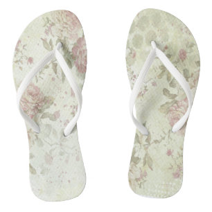 Shabby Chic Rosa Rosen Blumenmuster Badesandalen