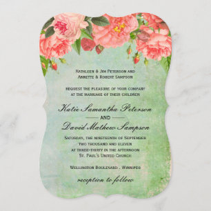 Shabby Chic-rosa Rosen, die Einladung Wedding sind
