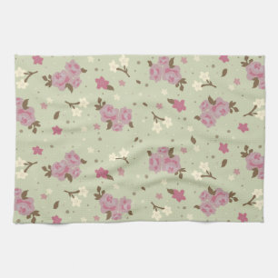 Shabby Chic Rosa Rosen Muster Geschirrtuch