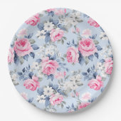 Shabby Chic Rosa Rosen Nahtloses Muster Pappteller (Vorderseite)