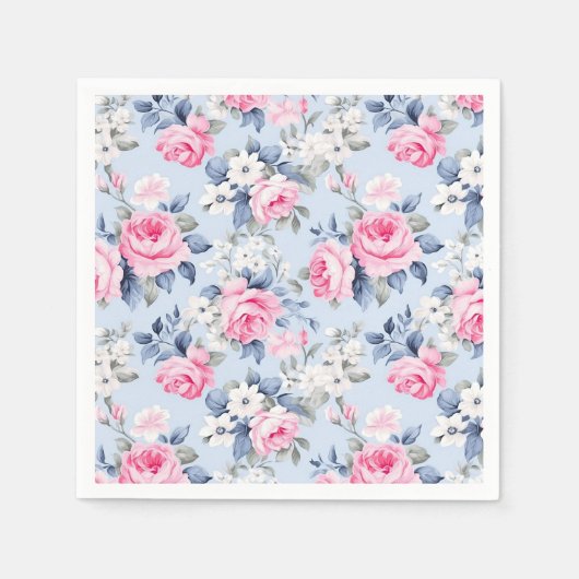 Shabby Chic Rosa Rosen Nahtloses Muster Serviette (Vorderseite)