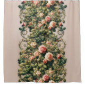 Shabby Chic Rosa Rosengarten Duschvorhang (Vorderseite)