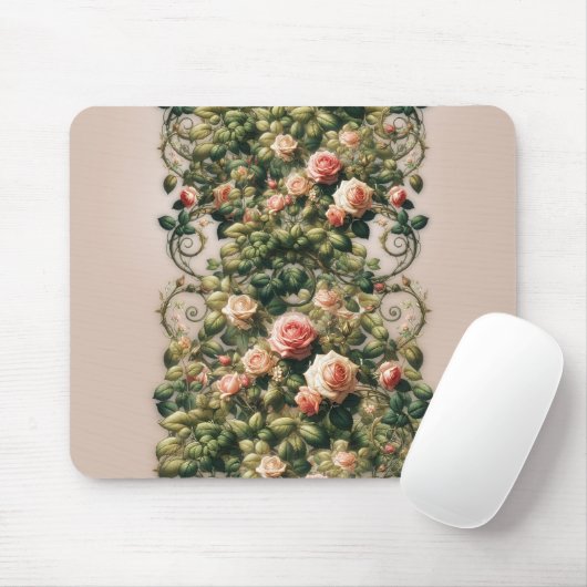 Shabby Chic Rosa Rosengarten Mousepad (Mit Mouse)