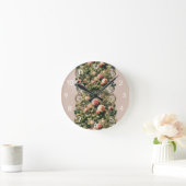 Shabby Chic Rosa Rosengarten Runde Wanduhr (Zuhause)