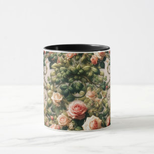 Shabby Chic Rosa Rosengarten Tasse