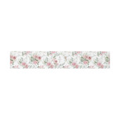 Shabby Chic Rosa Rosengrün Monogramm Einladungsbanderole (Flach)